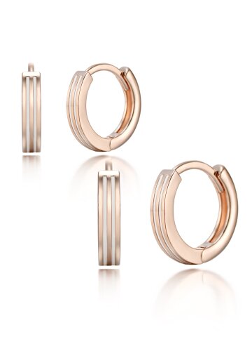 14K GF 화이트 스트라이프 원터치 귀걸이 C24EGF088