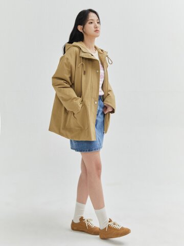 오버핏 코튼 퀼팅 후드 점퍼 