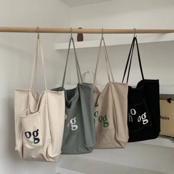 후그 레터링 캔버스 에코백