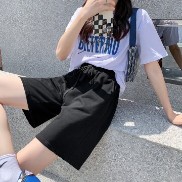 캐주얼 스트링 특양면 5부 밴딩 팬츠