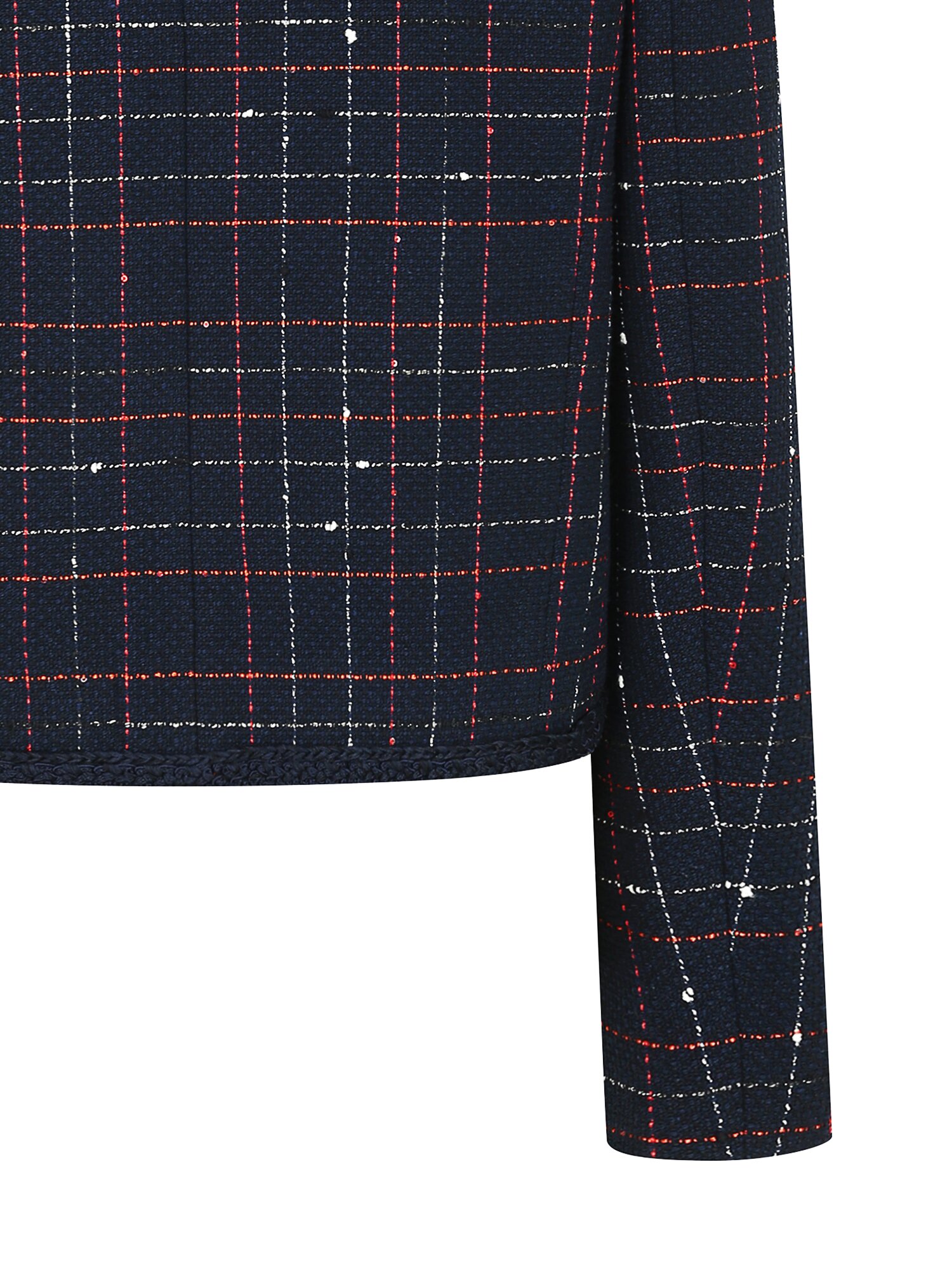 체크 버튼 장식 라운드넥 재킷 (CHECK NAVY)