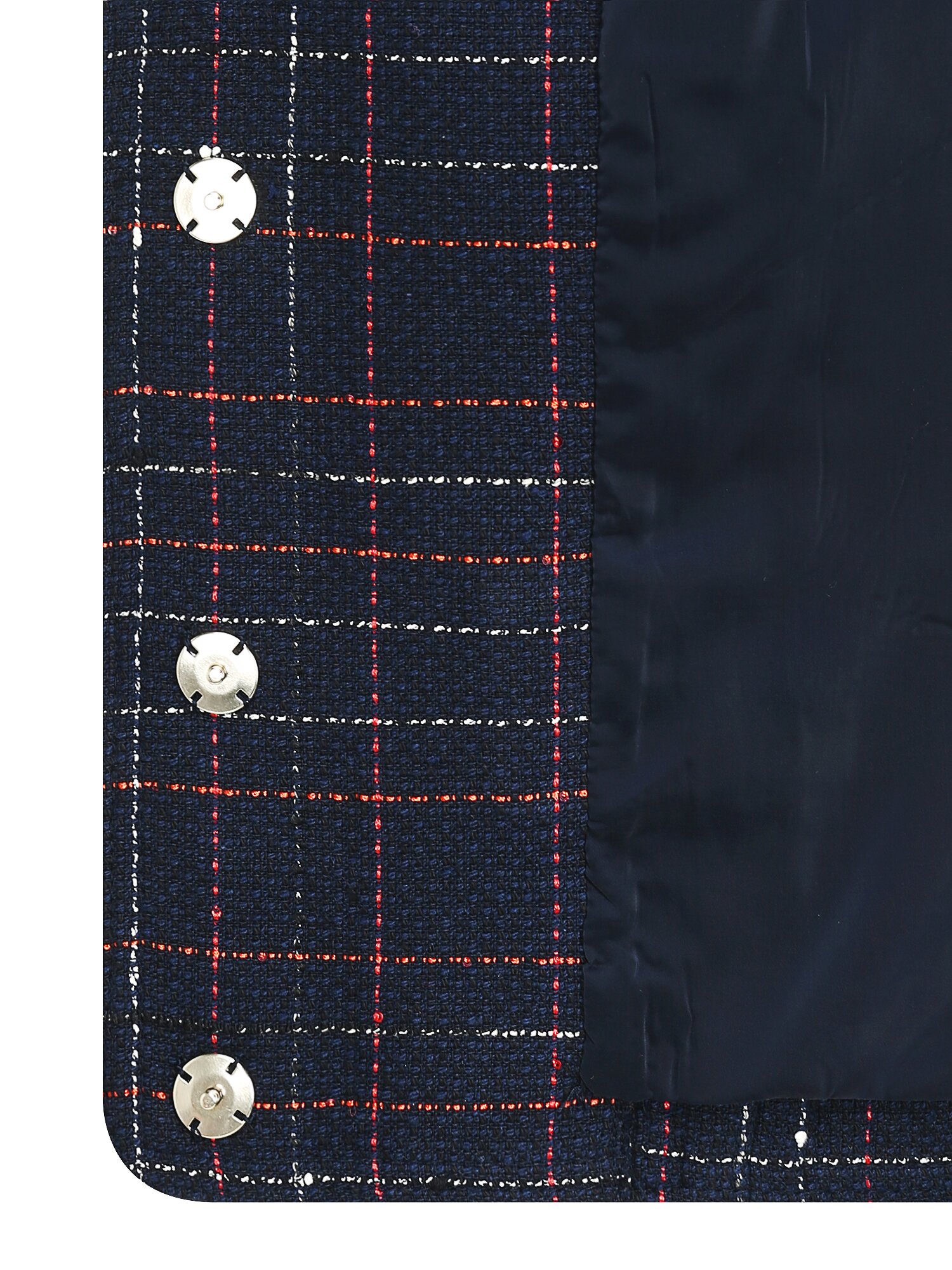 체크 버튼 장식 라운드넥 재킷 (CHECK NAVY)