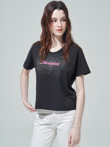 [SHOWPIECE] V넥 반팔 티셔츠_BK