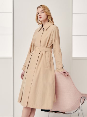 코튼 히든 싱글 트렌치 코트 