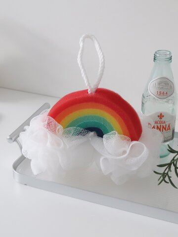 무지개 샤워스펀지 거품 샤워볼