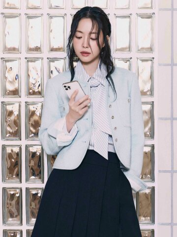 트위드 라운드넥 크롭 재킷 