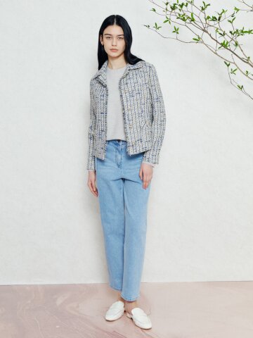 다트 포인트 배기핏 데님 팬츠 