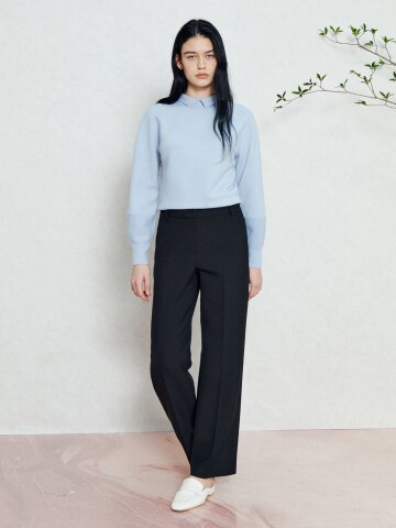 스트레이트 미니멀 와이드 슬랙스 팬츠 