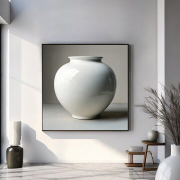 심플 프레임 그림액자 빛나는 복 유광백자 달항아리