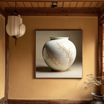 심플 프레임 그림액자 황금의 복 금전수 달항아리