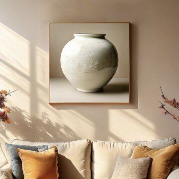 심플 프레임 그림액자 부귀화 달항아리