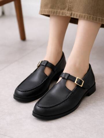 (머랭고)  소가죽 T스트랩 로퍼 2.5cm M25S01L