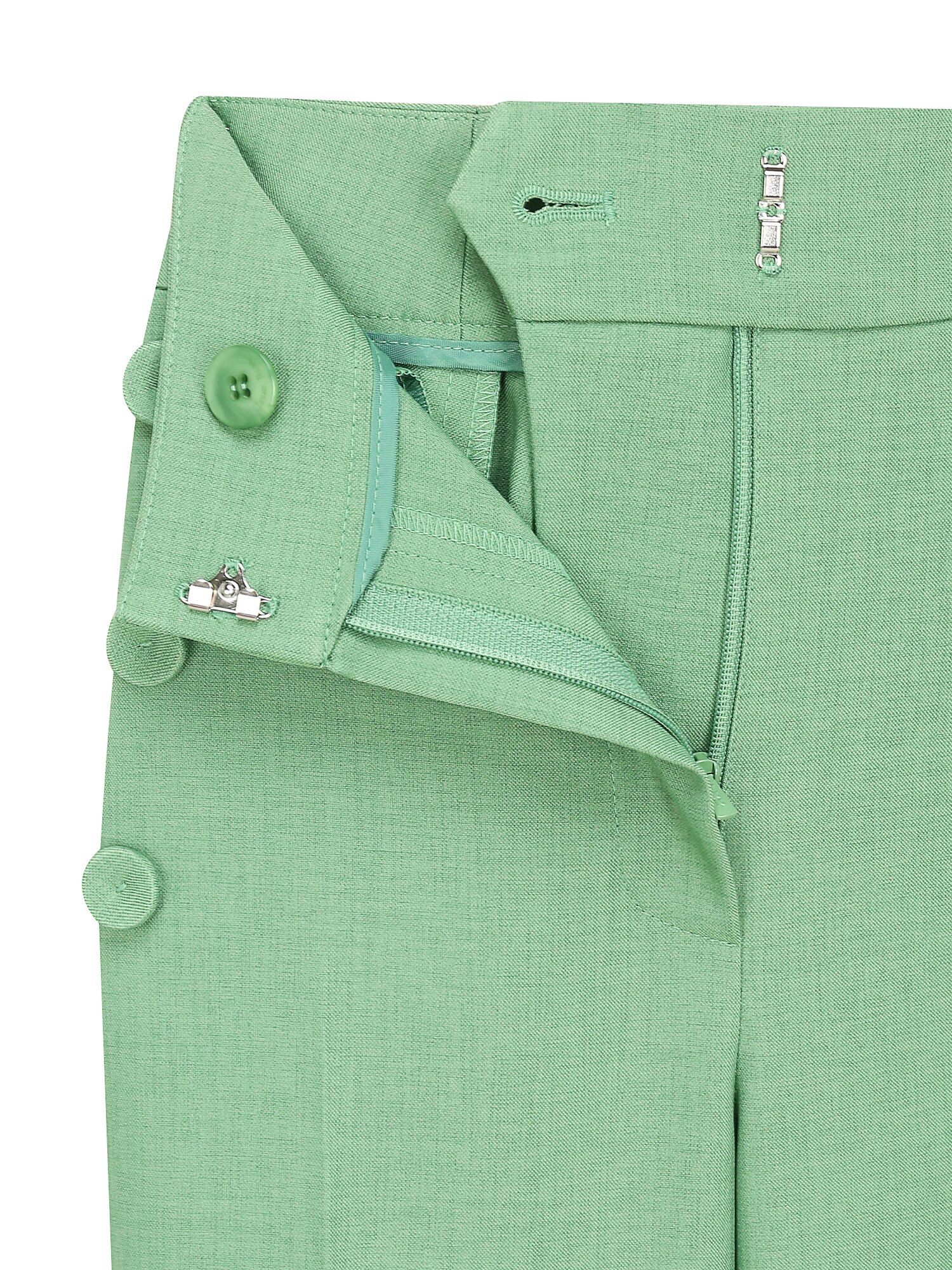버튼 장식 슬림 부츠컷 팬츠 (GREEN)