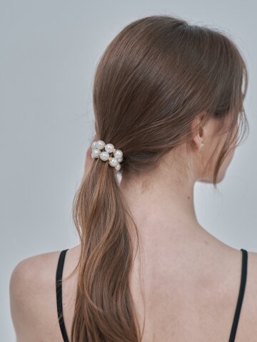 진주 장식 헤어 스크런치 ELSC009