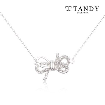 실버925 지르코니아 리본 목걸이 네크리스 TDN610