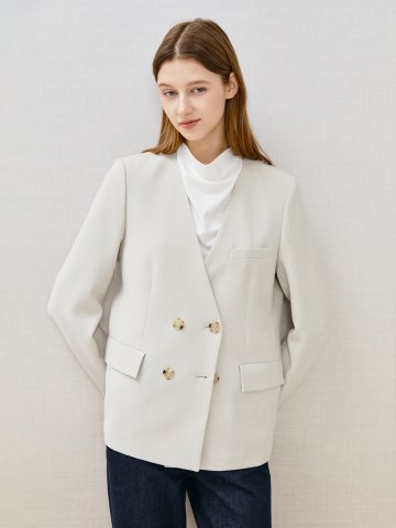 브이넥 더블 브레스트 재킷 