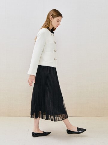 레이스 밴딩 플리츠 스커트 