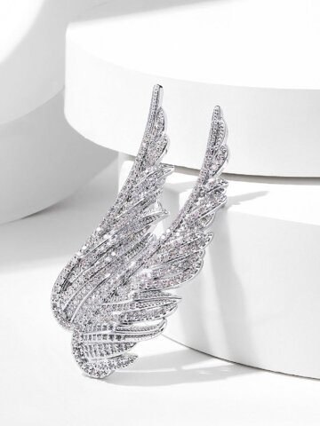 애니카 럭셔리 실버 깃털 정장 자켓 고급 브로치