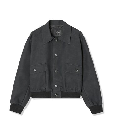 여성 인조가죽 크롭 점퍼 (BLACK) (HB2LE51)