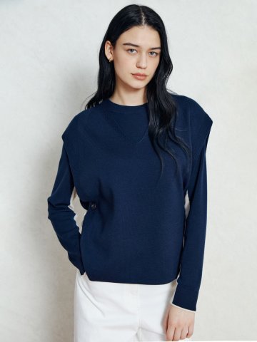 울 코지 브이넥 니트 베스트 