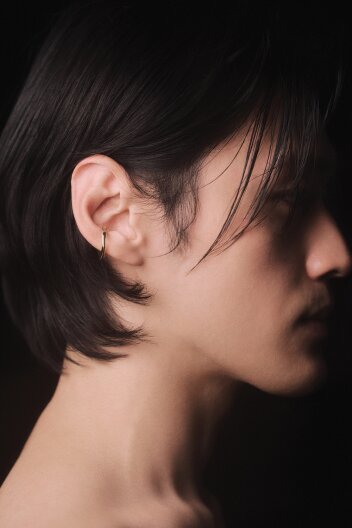 HUSTAD 236 Flower Stem Gold Earcuff _ 925 실버 / 14k 골드 플라워 이어커프
