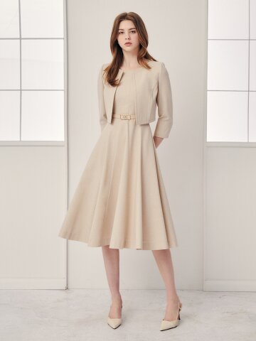 페미닌 플레어 원피스 +재킷 세트 