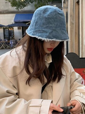 리나 데님 벙거지 모자 버킷햇 봄 여름 가을 보넷모자