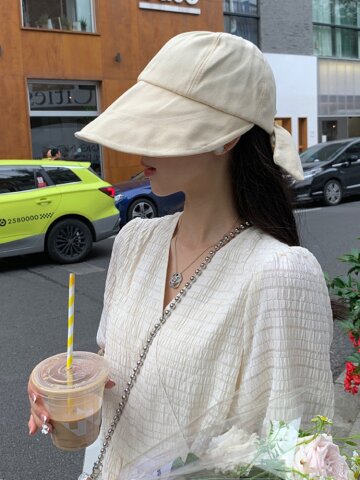 프라이 볼캡 여성 뒷리본 와이어챙 봄 여름벙거지 버킷햇 모자