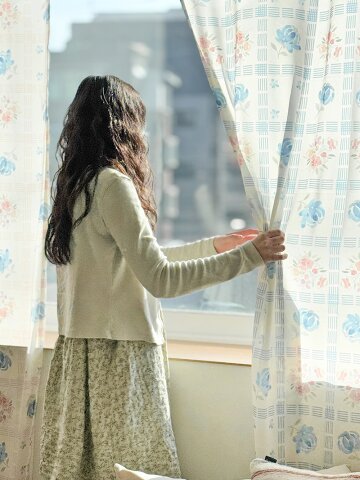 블루밍그리드 쉬폰 커튼