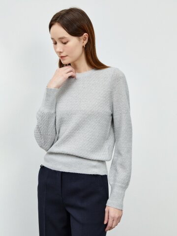 라운드 글리터 펄 니트 