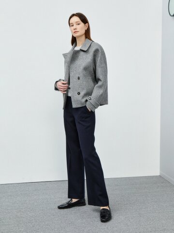 와이드핏 투 버튼 슬랙스 팬츠 