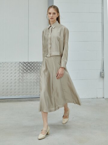 백 밴딩 플레어 스커트 