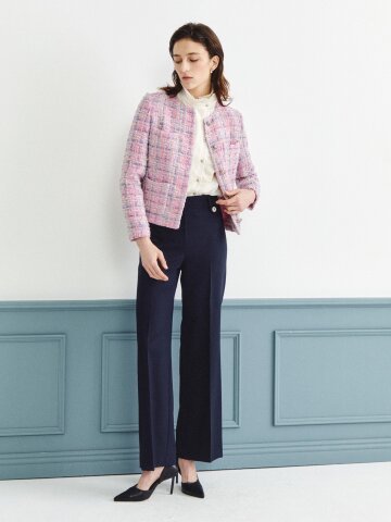 탭 장식 부츠컷 팬츠 