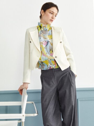 트위드 언밸런스 크롭 재킷 