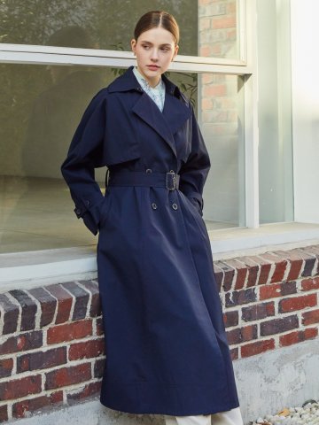 케이프 더블 플레어 트렌치 코트 