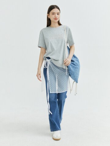 더블 버튼 부츠컷 데님 팬츠 