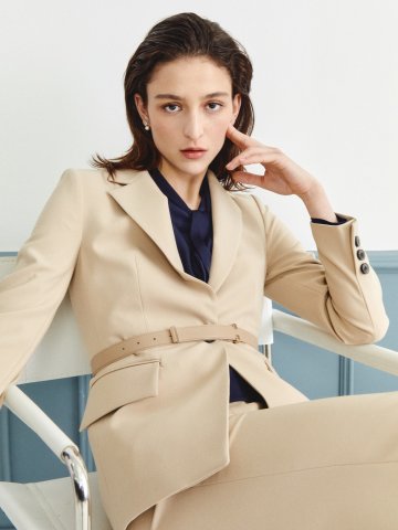 모던 벨티드 싱글 원버튼 재킷 