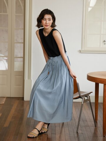 LS_Splicing tencel dress