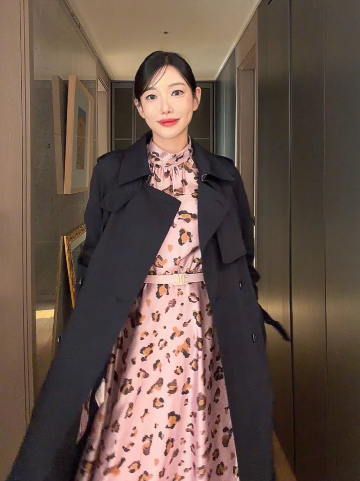 모던 벨티드 롱 트렌치 코트 재킷 (NAVY)