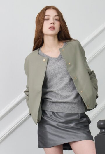 브리티쉬 램스킨 금장 버튼 포인트 레더 자켓_KSJK250102