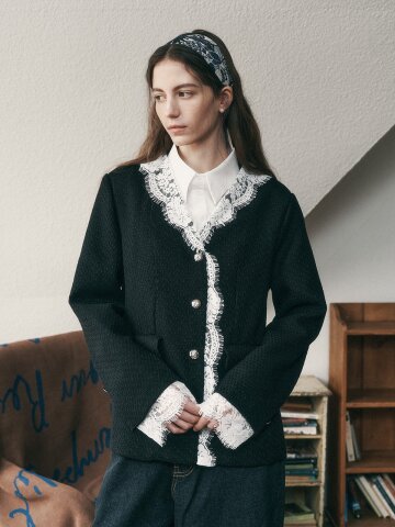 PM_V-neck lace jacket_2color
