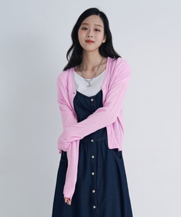 여성 베이직 Y 카디건 (LT-PINK) (HB3GDA5)