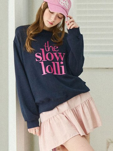 Embroidered lettering sweatshirt - Navy
