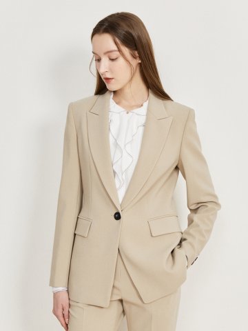 피크드 라펠 싱글 원버튼 재킷 