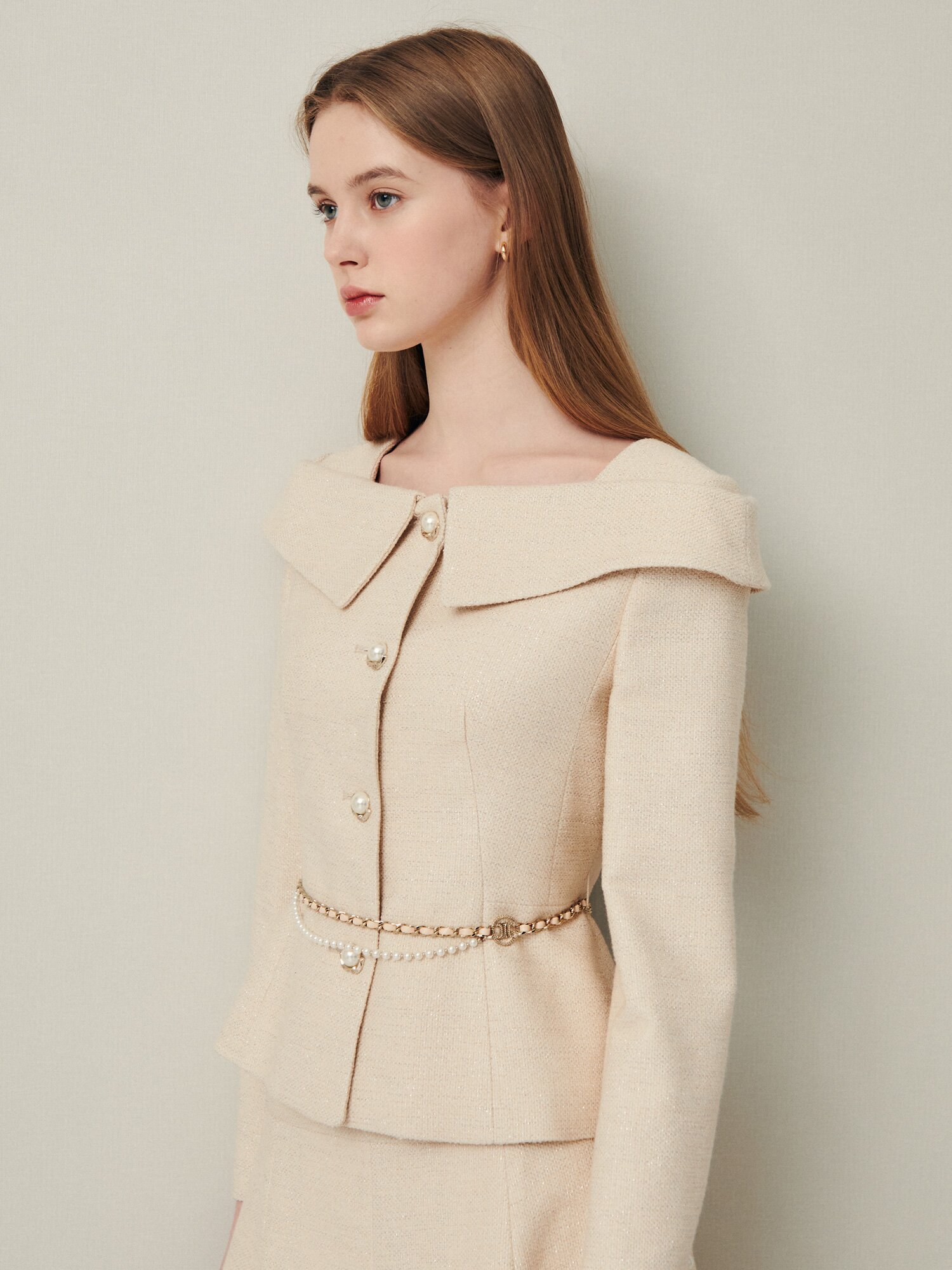 그레이스 펄 오프숄더 재킷 (PALE BEIGE)