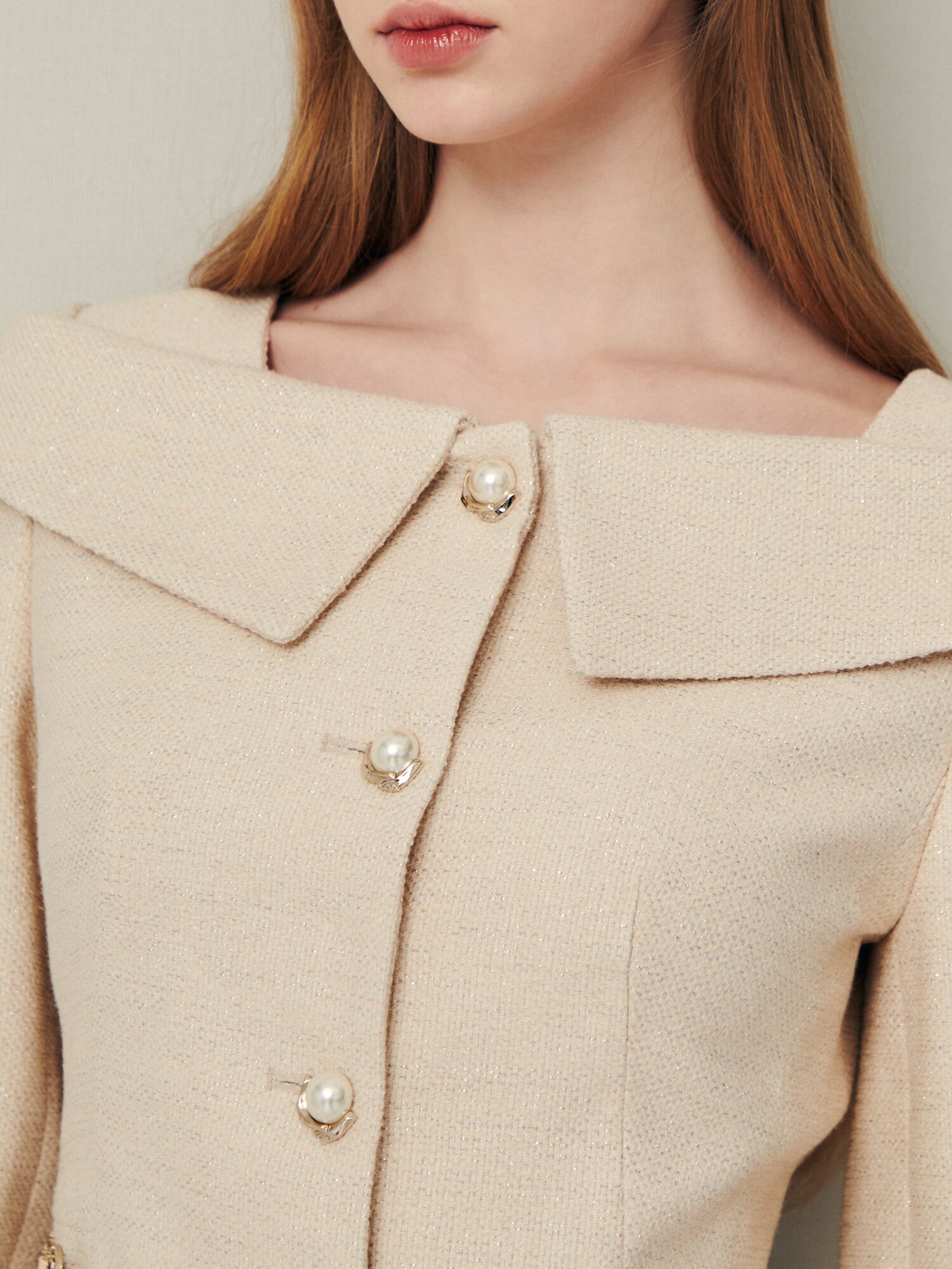 그레이스 펄 오프숄더 재킷 (PALE BEIGE)