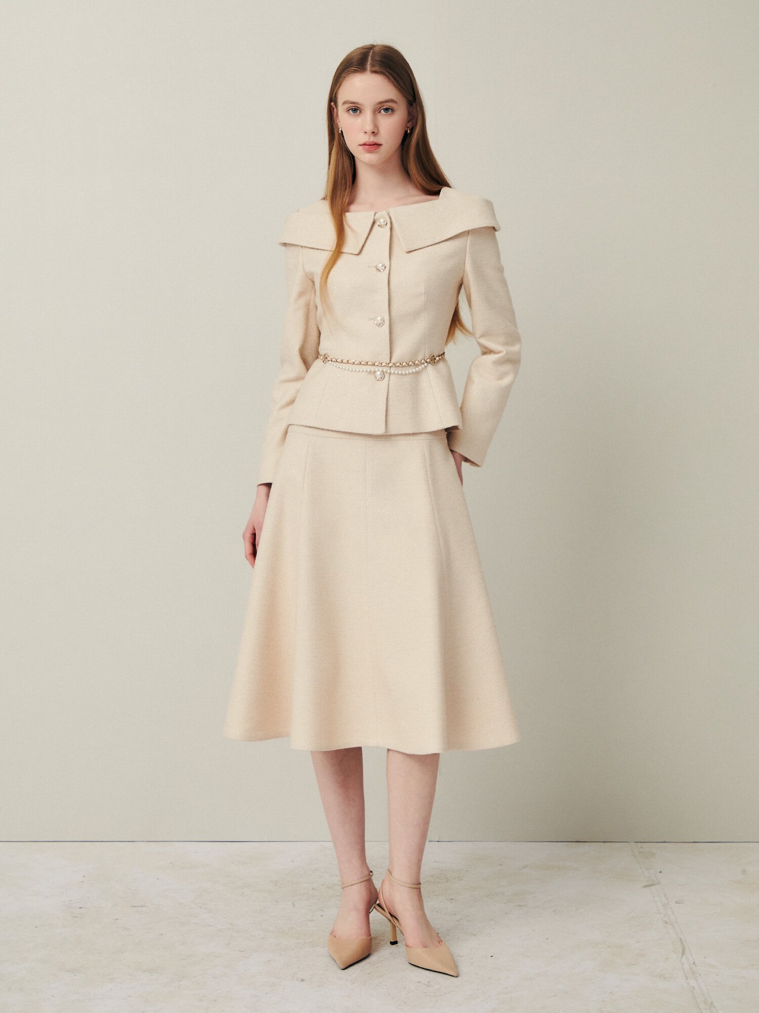 그레이스 펄 오프숄더 재킷 (PALE BEIGE)