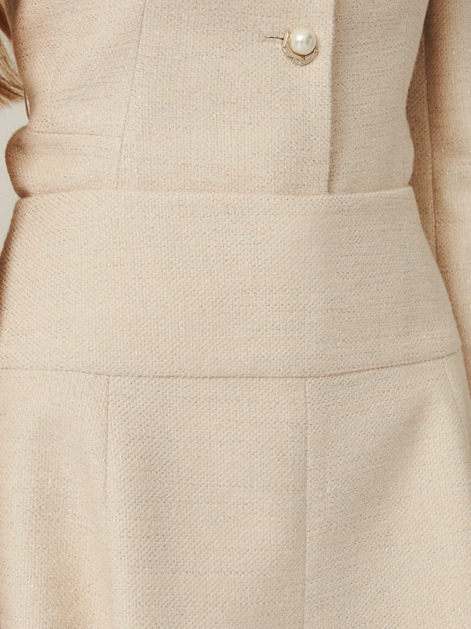 펄 글리터 A라인 플레어 스커트 (PALE BEIGE)