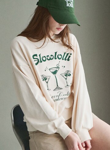 Wine-printed sweatshirt - Cream