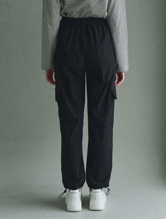 Banding cargo bermuda pants - Black